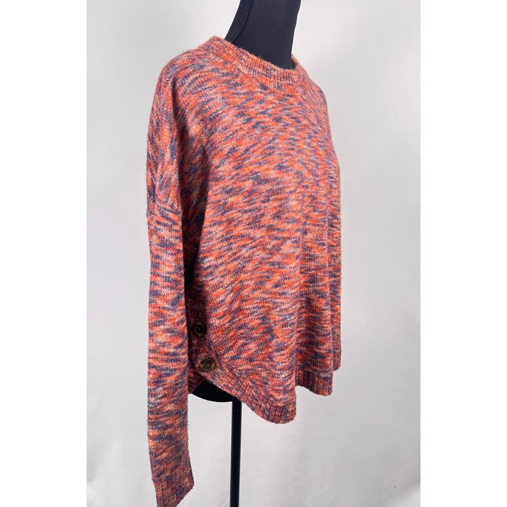 Madewell Red Multicolor Marled Knit Side Button Sweater Size Large - Picture 3 of 9